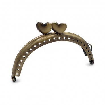 Chiusura clic clac Heart ad arco 8,5cm per portamonete Bronzo