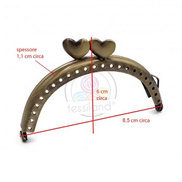 Boquilla para bolso Heart cm 8,5x7 Bronce