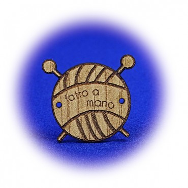 Targhetta Handmade Legno pressato disegno Gomitolo-5 pz