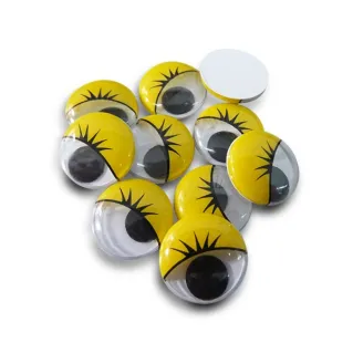 Yeux mobiles avec cils non adhésifs pour amigurumi et peluches 10 pièces Giallo