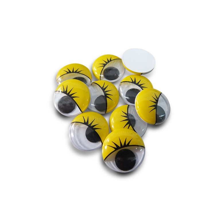 Moving eyes with eyelashes-Yellow-amigurumi-15 mm-10 pieces