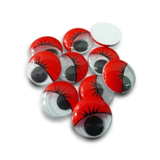 Yeux mobiles avec cils non adhésifs pour amigurumi et peluches 10 pièces Rosso
