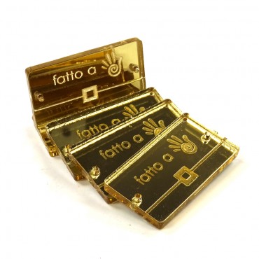 Etiqueta Handmade Plexi efecto Espejo Oro dibujo Pochette-5 pz