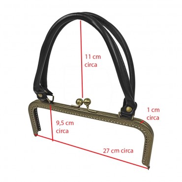 Clic clac Skinner cm 27 x 9,5. Pelle Nero metallo Bronzo