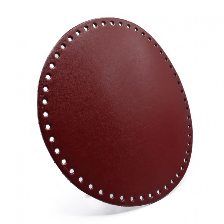 Round bag bottom 23 cm for crochet bags in Burgundy eco-leather | Tessiland