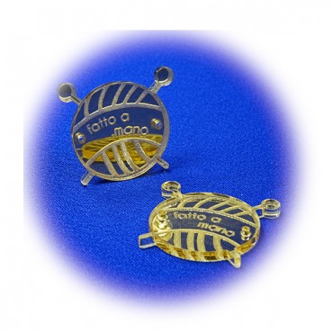 Etiqueta Handmade Plexi efecto Espejo Oro dibujo Ovillo-5 pz