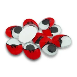 Moving Eyes with Non-Adhesive Lashes for Amigurumi and Plush Toys 10pcs Rosso
