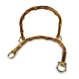 Burnt Bamboo Handles with Horizontal Rings for Bags 2 pcs Oro