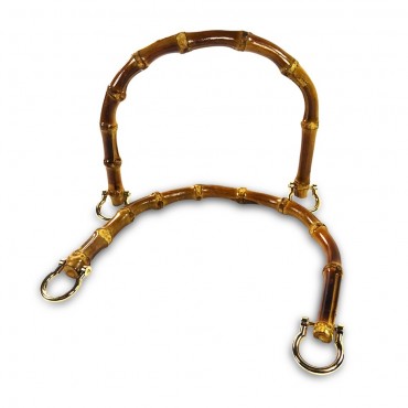 Manici Bamboo Carbonizzati con Anelli Orizzontali per Borse 2 pz Oro