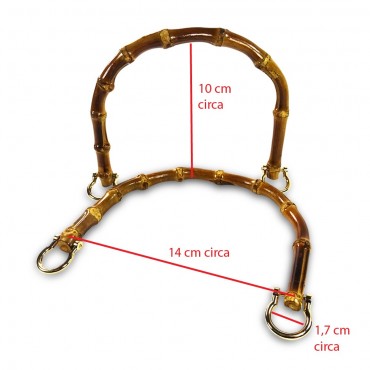 Asas de bambú carbonizado oscuro Oro para bolsos de ganchillo | Tessiland