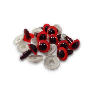 Yeux fixes pour amigurumi avec rondelle de sécurité 10 pièces Rosso