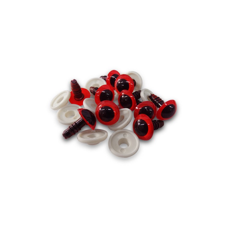 Ojos fijos de cristal Rojo para amigurumi mm8-Bolsita 10 piezas