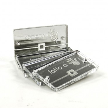 Etiqueta Handmade Plexi efecto Espejo Plata dibujo Pochette-5 pz