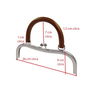 Boquilla para bolso Iron Wood cm 26 x 9 Plata