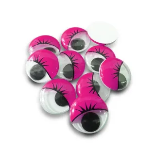 Moving Eyes with Non-Adhesive Lashes for Amigurumi and Plush Toys 10pcs Magenta