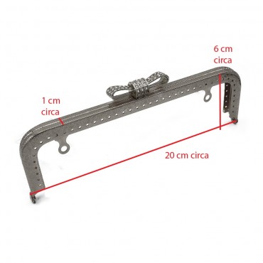 Boquilla para bolso Fiocco Swarowsky  cm 20 x 6 Plata