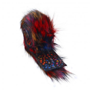 Pelliccia ecologica sfumata pelo lungo con maglina 120cm Rubino