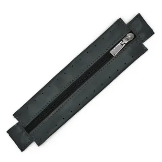 Zipper in eco-leather with sewable border for bags Grigio