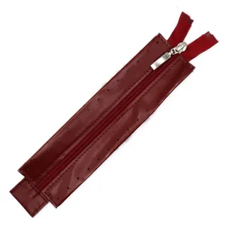 Zipper in eco-leather with sewable border for bags Bordeaux