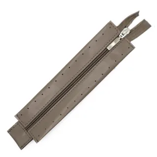 Zipper in eco-leather with sewable border for bags Tortora