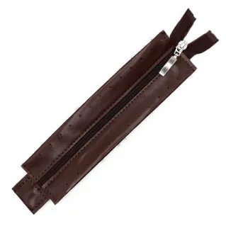 Zipper in eco-leather with sewable border for bags Marrone