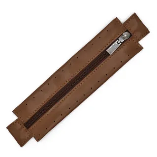Zipper in eco-leather with sewable border for bags Cuoio