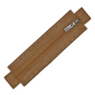 Cremallera de ecopiel con borde cosible para bolsos Beige