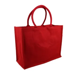 Sac en jute avec poignées en coton pour broderie et applications Rouge