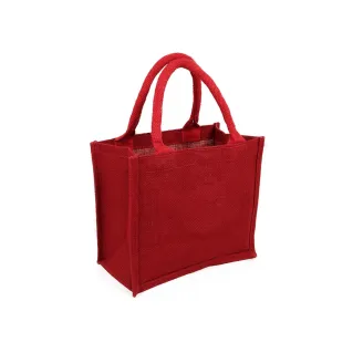 Sac en jute avec poignées en coton pour broderie et applications Rouge