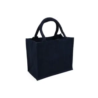 Jute bag with cotton handles for embroidery and applications Navy