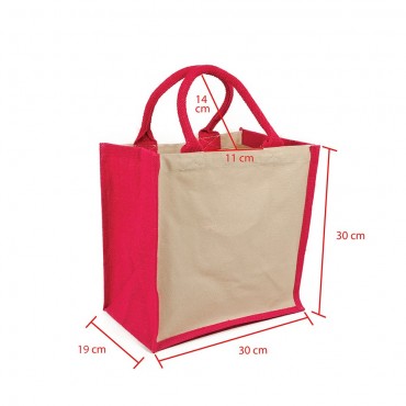 Sac Jute Canvas 30x30 Fucsia Bicolore | Tessiland