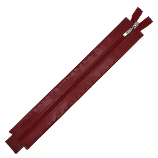 Zipper in eco-leather with sewable border for bags Bordeaux
