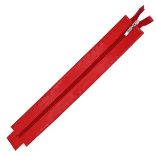 Zipper in eco-leather with sewable border for bags Rosso