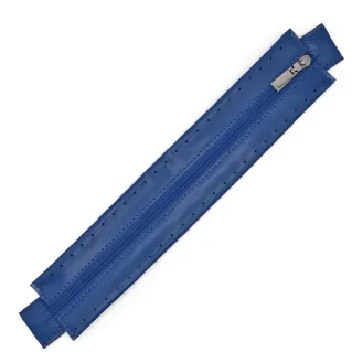 Zipper in eco-leather with sewable border for bags Bluette