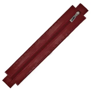 Zipper in eco-leather with sewable border for bags Bordeaux