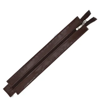 Zipper in eco-leather with sewable border for bags Marrone