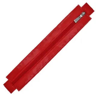 Zipper in eco-leather with sewable border for bags Rosso