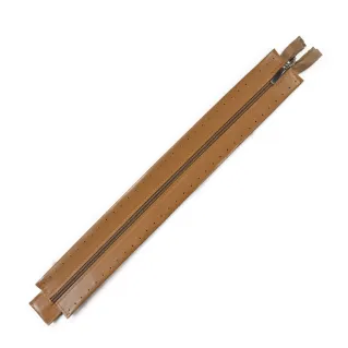 Zipper in eco-leather with sewable border for bags Beige