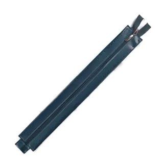 Zipper in eco-leather with sewable border for bags Navy