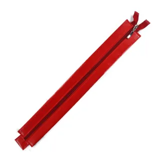 Zipper in eco-leather with sewable border for bags Rosso