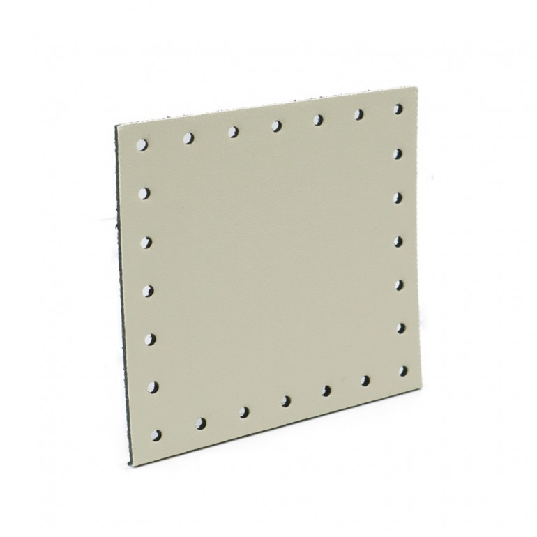 Square Eco leather 7x7  Tessiland for Crochet Applications Ivory