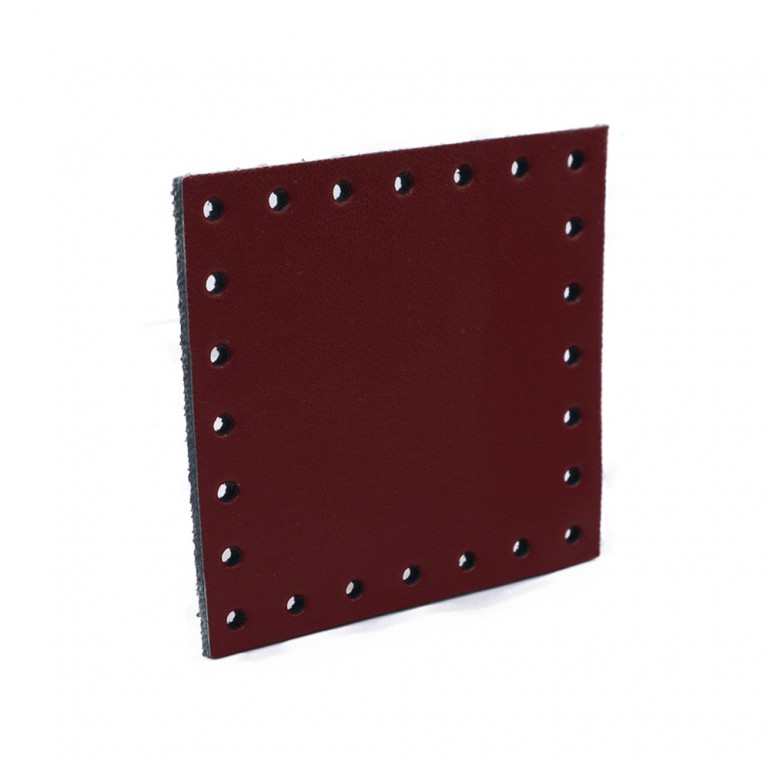 Square Eco leather 7x7  Tessiland for Crochet Applications Burgundy