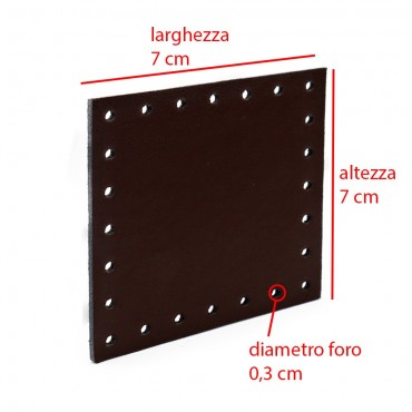 Square Eco leather 7x7  Tessiland for Crochet Applications Brown