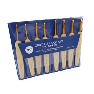 Set de 8 Crochets Woody Manche en Bois | Tessiland
