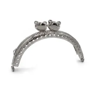 Clasp Closure with Kittens Arch for Coin Purse Argento