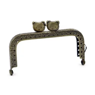 Kitten Square Clasp for Coin Purse Bronzo