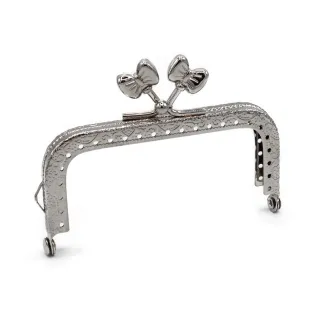 Square Clasp Closure with Bows for Coin Purses Argento
