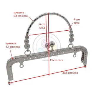 Chiusura clic clac borsa argento 20,5 cm | Tessiland