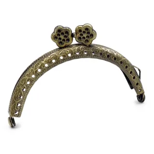 Clasp Closure with Flower Design for Coins Bronzo