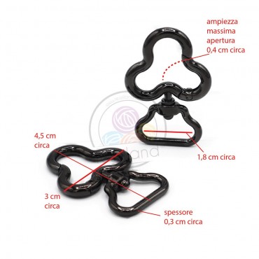 Carabiners Clover Gunmetal gray 2pz  for crochet bags | Tessiland